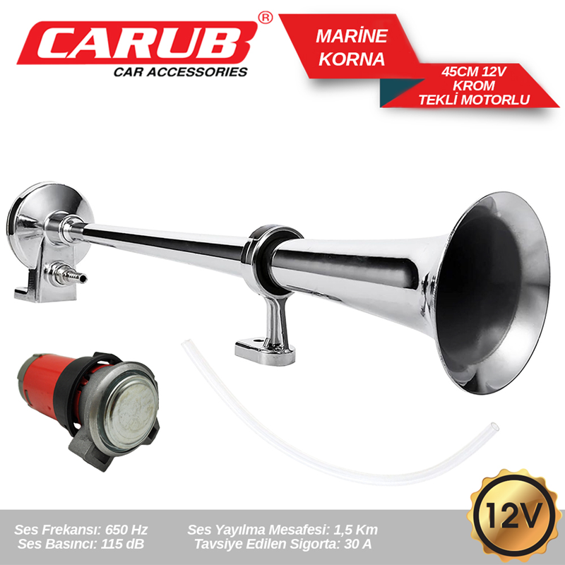 Carub Korna 12 Volt Marine Krom 450 2000 Tekli Motorlu