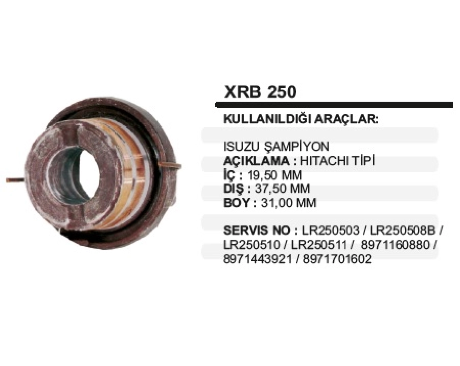Rotor Bakırı Isuzu Şampiyon İÇ:19,5mm DİŞ:37,5mm BOY:31,0mm | OEM XRB250