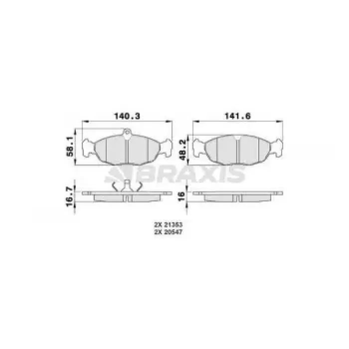 On Fren Balatasi Vectra A Astra F Corsa A B Combo B | BRAXIS AA0009 | OEM 1605087 11046948322 93192639 11046948372