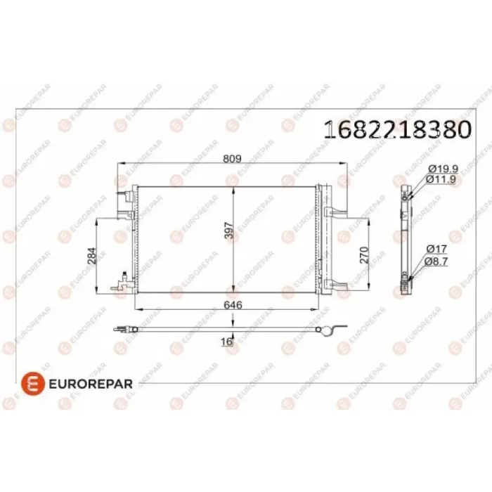 Klima Radyatoru Astra J Insignia Zafira C Cruze 1.4 / 1.6 / 1.7 / 2.0 | EUROREPAR 1682218380 | OEM 1850135 1850220 13267649