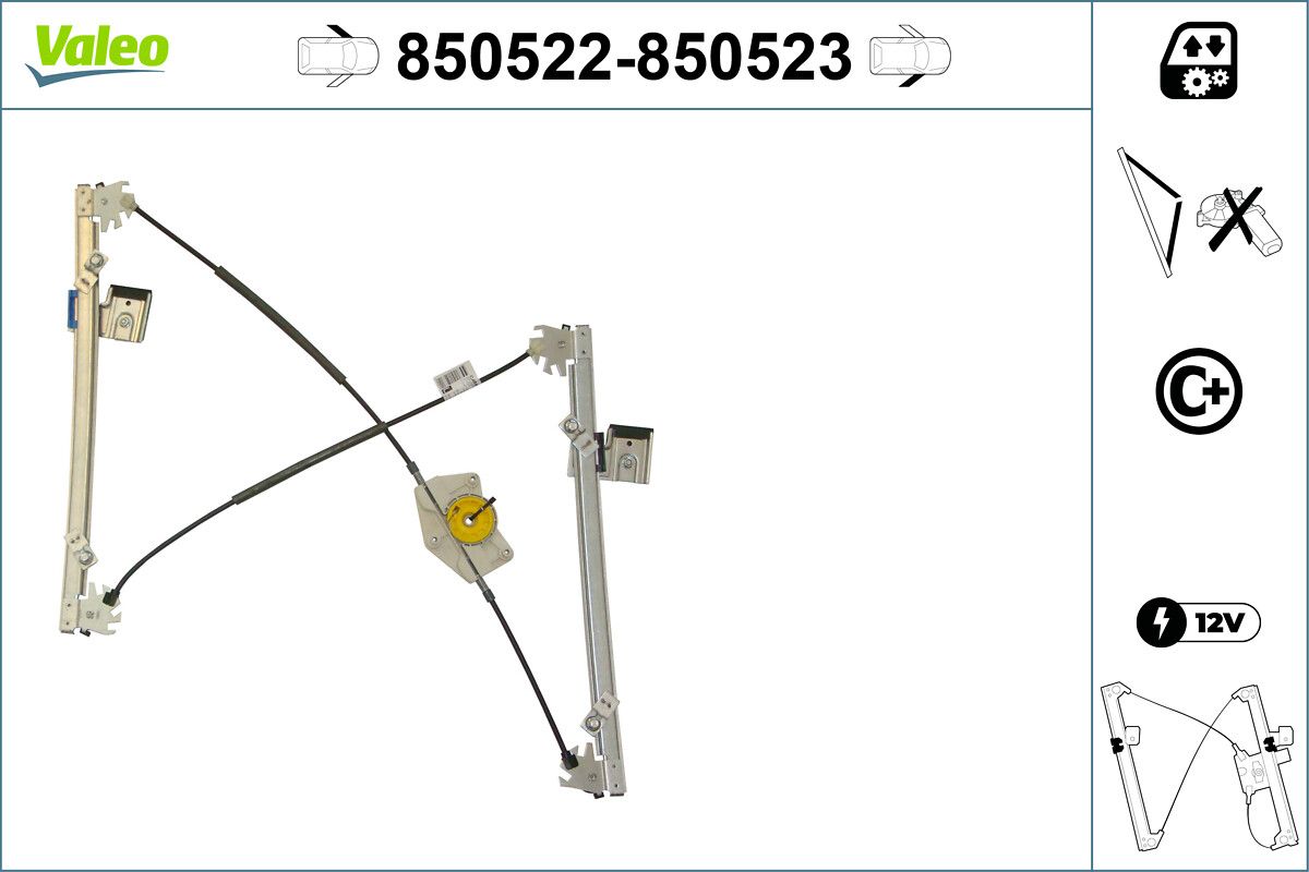 Cam Mekanizmasi Elektrikli On Sol Golf IV 1,6 / 1,8 / 1,9 / 2,0 | VALEO 850522 | OEM 1J3837461D 1J3837461D 1J3837461DS 1J3837461DS1 1J3837461DS 1J3837461DS1