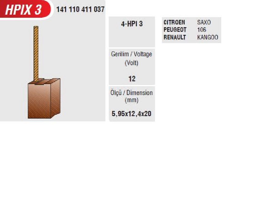 Direksiyon Kömürü - Peugeot 8X12X21 | OEM HPIX-3