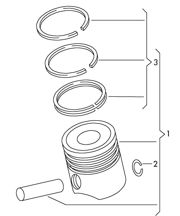 Piston+Segman (81,01MM Std 1, 2, Pistonlar) Caddy 3 04>10 Golf 5 04>08 2,0SDI Bdj Bdk Bst 04>10 | MAHLE 030PI00090100 | OEM 038107065GE