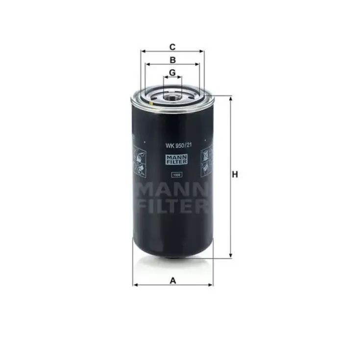 Mazot Filtresi Iveco DAF Ford Cargo Karsan Temsa Bmc Belde Fatih Probus Procity Professional / Karsan | MANN WK950/21 | OEM 504033400-1399760-002992241-4391994 402030901