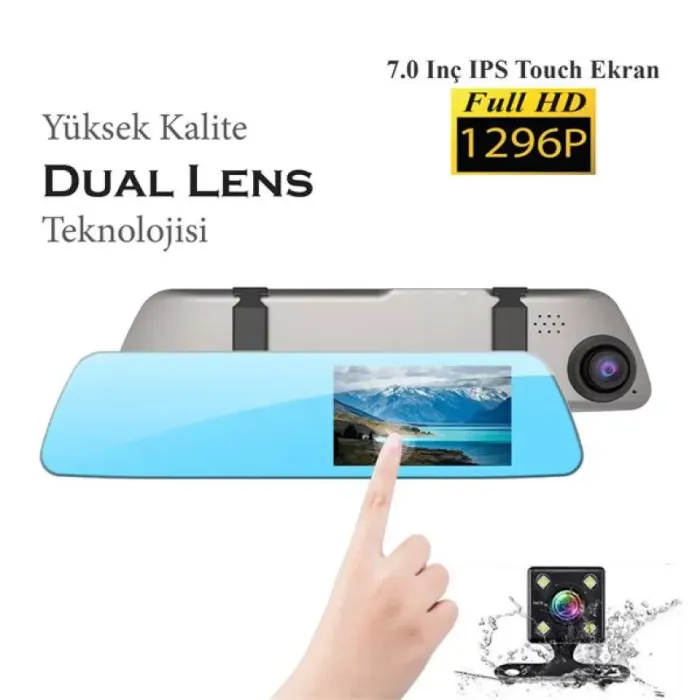 7 Ips Dokunmatik Ekran Arka Kamera Sensoruyle Birlikte Dual Lens Full HD Araç | JOYECAR J7CAM