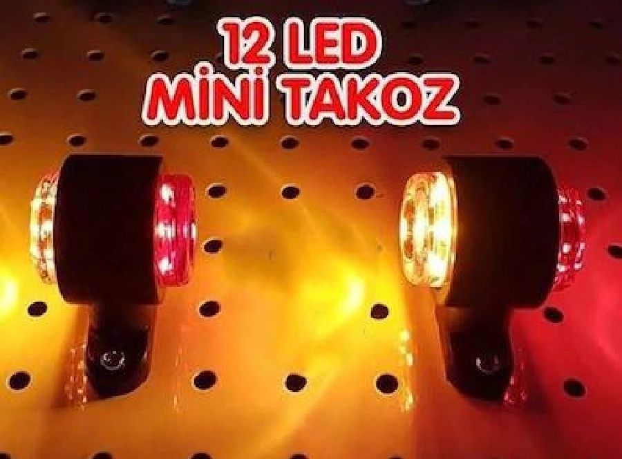 Takoz Lamba Mini 6 LED'li Büyük Tip Kırmızı-Sarı 12V-24V | OEM OND-3256LKS