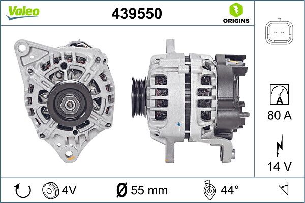 Alternator 12V 80A Nissan Micra III 1,4 / 1,6 16V Note 1,4 | VALEO 439550 | OEM 23100AX610 23100AX610 23100AX620 23100AX62A 23100AX620 23100AX62A