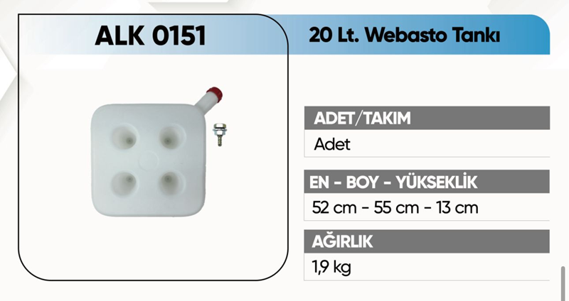 Alkotek Webasto Tankı 20LT ( Rekorlu )