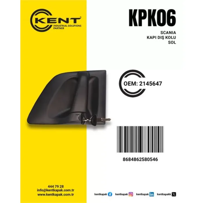 Dis Kapi Kolu Scania P G R S Sol 2010>2018 | KENT KPK-06 | OEM 2145647