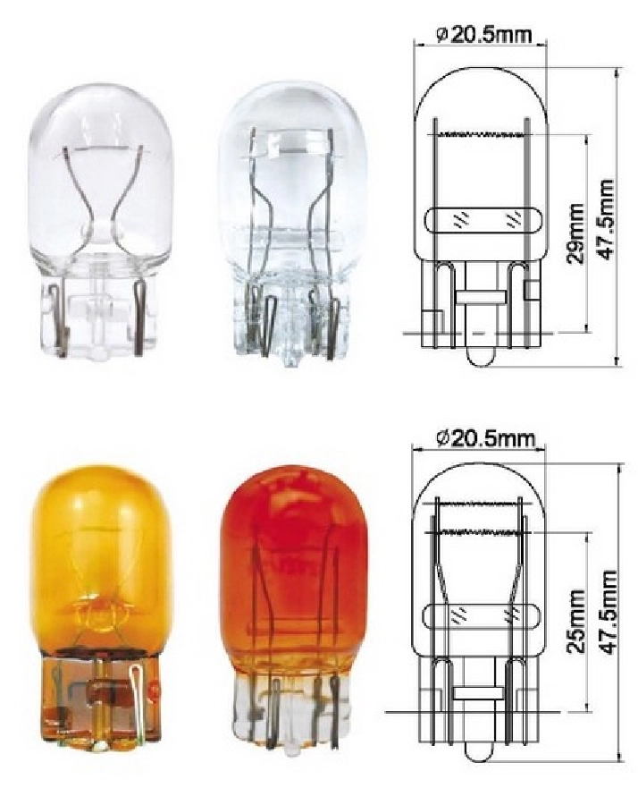 Ampul - Dipsiz Çift Filaman Sarı = Turuncu 21W 12V (T20) | OEM A6942M