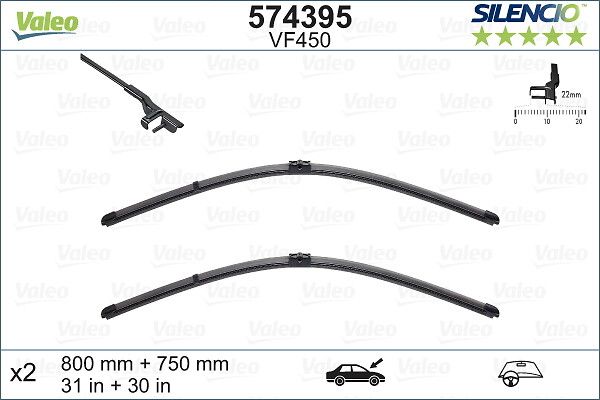 Silecek Supurgesi (Sag / Sol) Flat Blade (Boy: 800 / 750MM) C4 Picasso 06> | VALEO 574395 | OEM 1609882780 1609882780 6426PC 6426PE 6426PC 6426PE