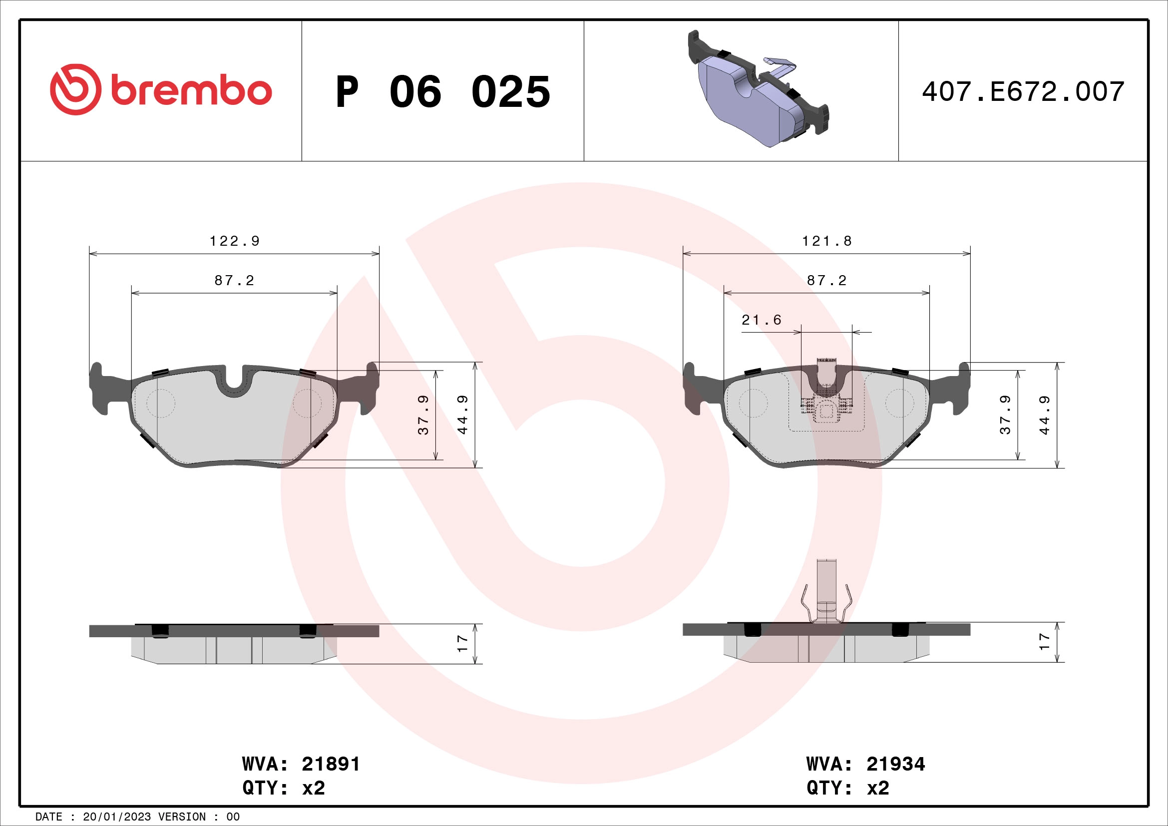 Arka Fren Balatasi Bmw E46 E85 | BREMBO P06025 | OEM 34216778168 34216778168 GBP90341AF GBP90341AF