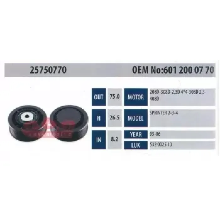 Kayis Gergi Rulmani (Kanalli) W201 86>90 W124 86>92 W210 96>99 R129 89>93 Sprinter 95>00 | ABA 25750770 | OEM A6012000770