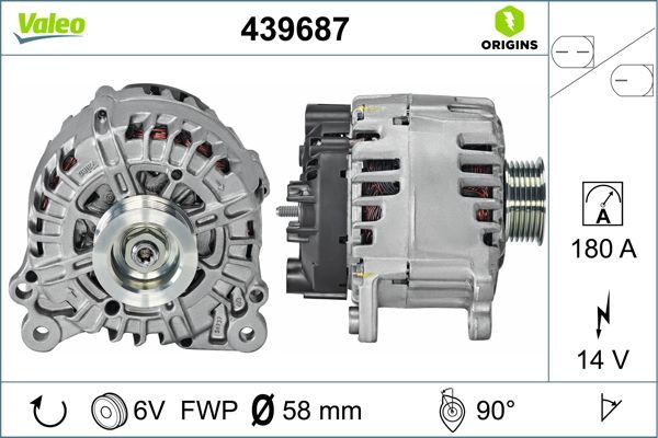 Alternator 12V 180A Touareg V6 TDI | VALEO 439687 | OEM 059903023G 059903023G 059903023GX 059903023GX