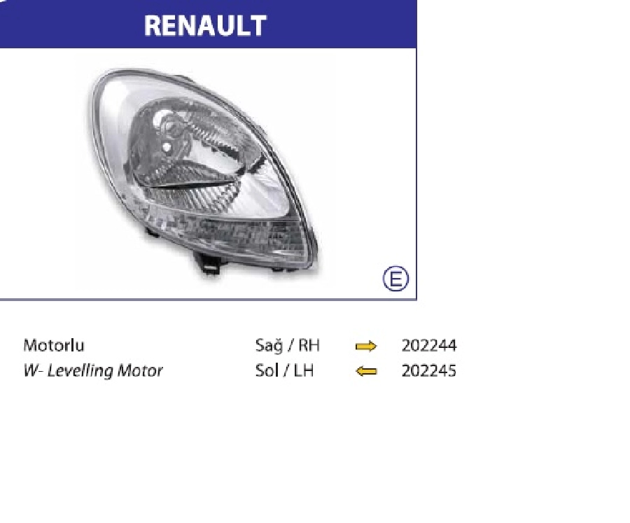 Renault Kangoo (2003-2008) Far Motorlu Sol | OEM 202245
