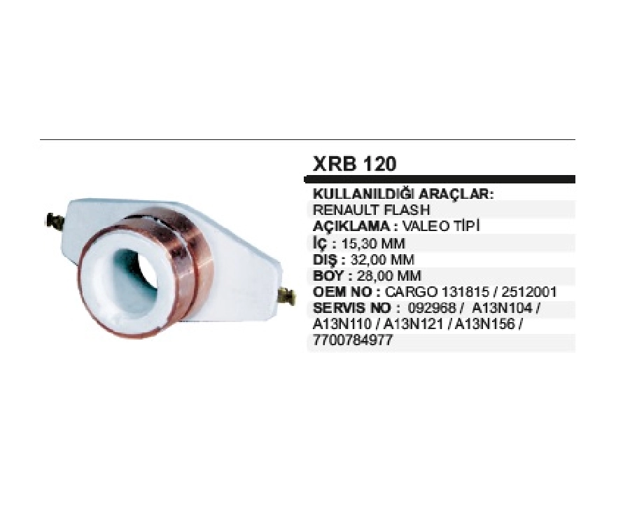 Rotor Bakırı Valeo Tip Reno Flash İç Delik:16mm Dış ÇAP:32,5mm BOY:28mm | OEM XRB120
