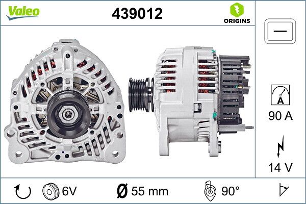 Alternator 12V 90A A4 Cabriolet Felicai Golf IV Passat Polo Transporter IV | VALEO 439012