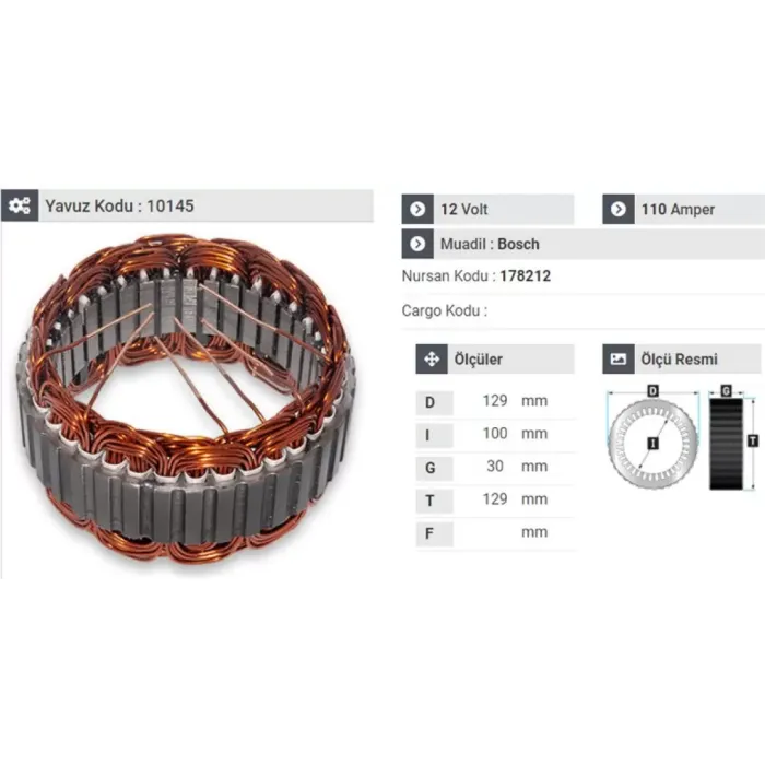 Stator Bosch Tip 12 5 110 A Ford V184 | YAVUZ 10 145
