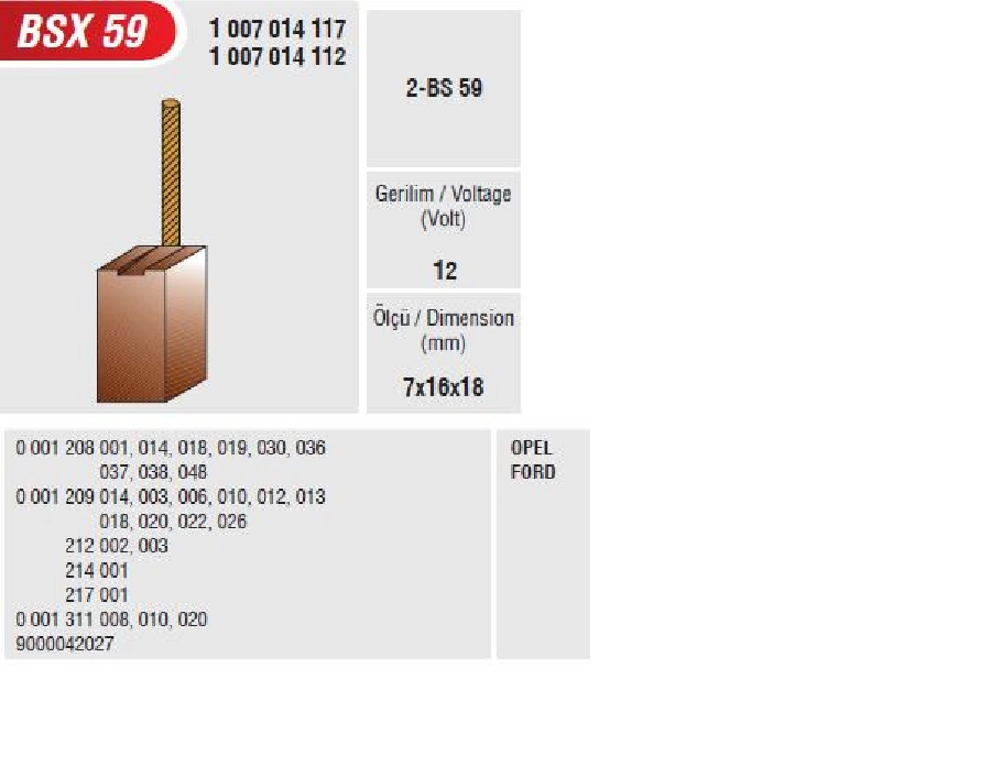 Marş Kömürü - 7X16X18 | OEM BSX59