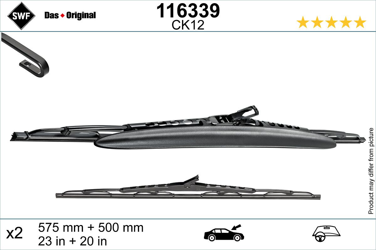 Silecek Supurgesi 580 / 500MM Bmw E46 Serisi 316 / 318 / 320 00> (Swf) | VALEO 116339 | OEM 61617004900 61617004900 61617004901 61617039253 61617004901 61617039253