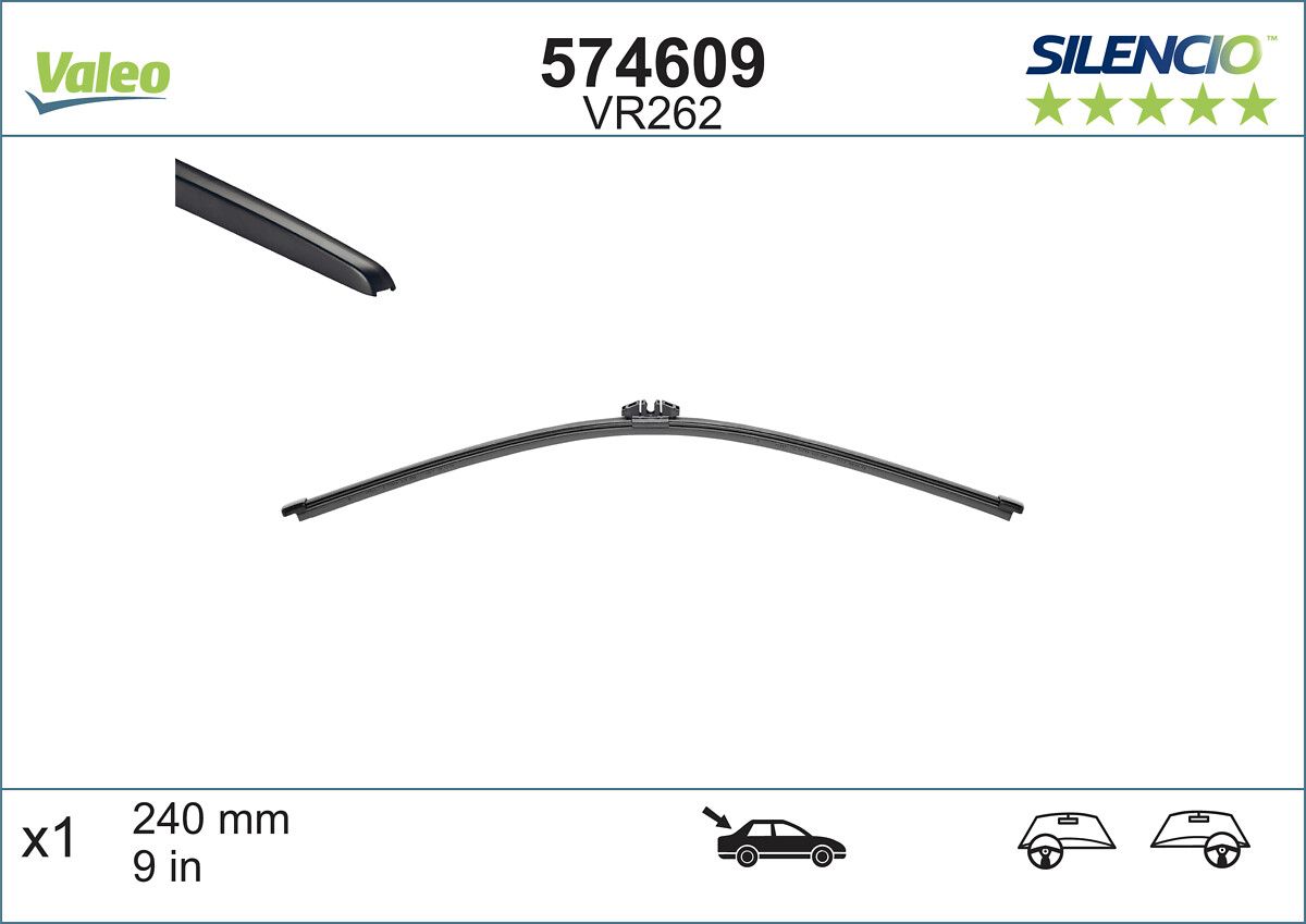 Silecek Supurgesi Arka 240MM Clio IV Flatblade | VALEO 574609