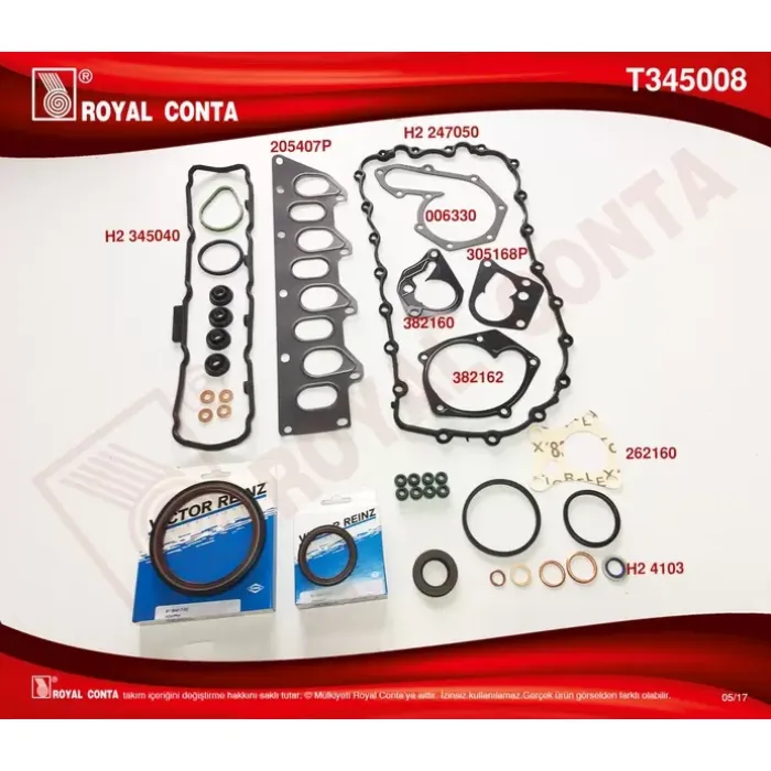 Motor Takim Contasi (Yarim) Rainz Keceli ve Subap Lastikli Trafic Laguna 1,9DCI (F9Q) | ROYAL T345008 | OEM 7701427228 7701427228 7701470288 7701470288