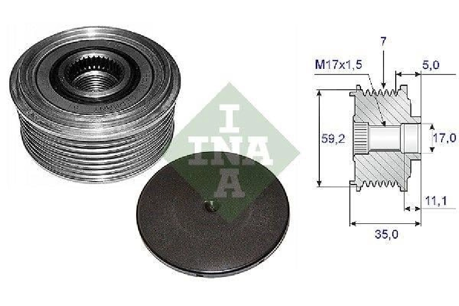 Alternatör Gergi Kasnağı Transit 2.4 TDCI (00-06) (Alternatör OEM No İçin: 2C1T10300BA Ford YC1U10 | OEM 535008710