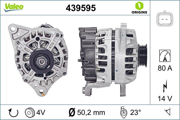 Alternator 12V 80A C3 C4 C5 Mini P207 P308 P5008 Partner Tepee 1,4 / 1,6 16V | VALEO 439595 | OEM 23100AX62B