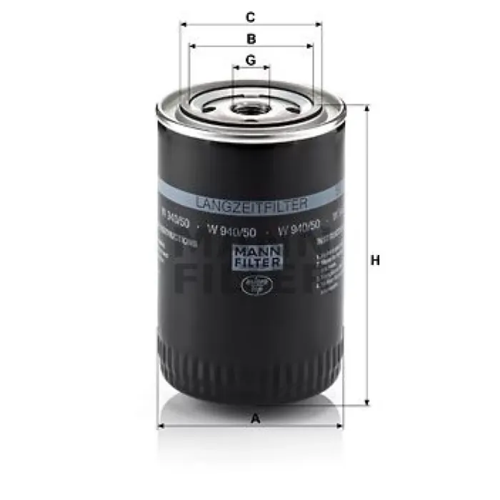 Yag Filtresi A4 Passat 1,9TDI Aff Afn Ahh Ahu Avg 95>01 | MANN W940/50 | OEM 028115561G