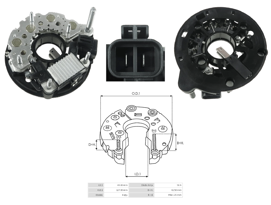 Diyot Tablası 12V Hyundai Elentra - Santa Fe 2.0 CRDI (Rectıfıer + Regulator) (Uwa-3690) | OEM GNDR-H601