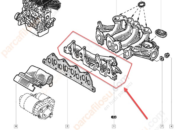 Egsoz Manifold Conta 1,9 Dizel F8Q Kango Megane Trafic | MTJ 5789 | OEM 7700103849