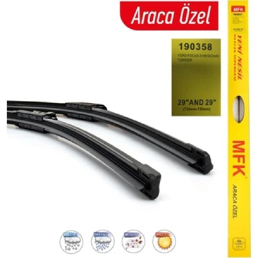 Mfk 29" + 29", 730MM + 730MM Ford Focus 3 Hb, Sedan, Turnıer Araca Özel Muz Silecek | OEM 190358