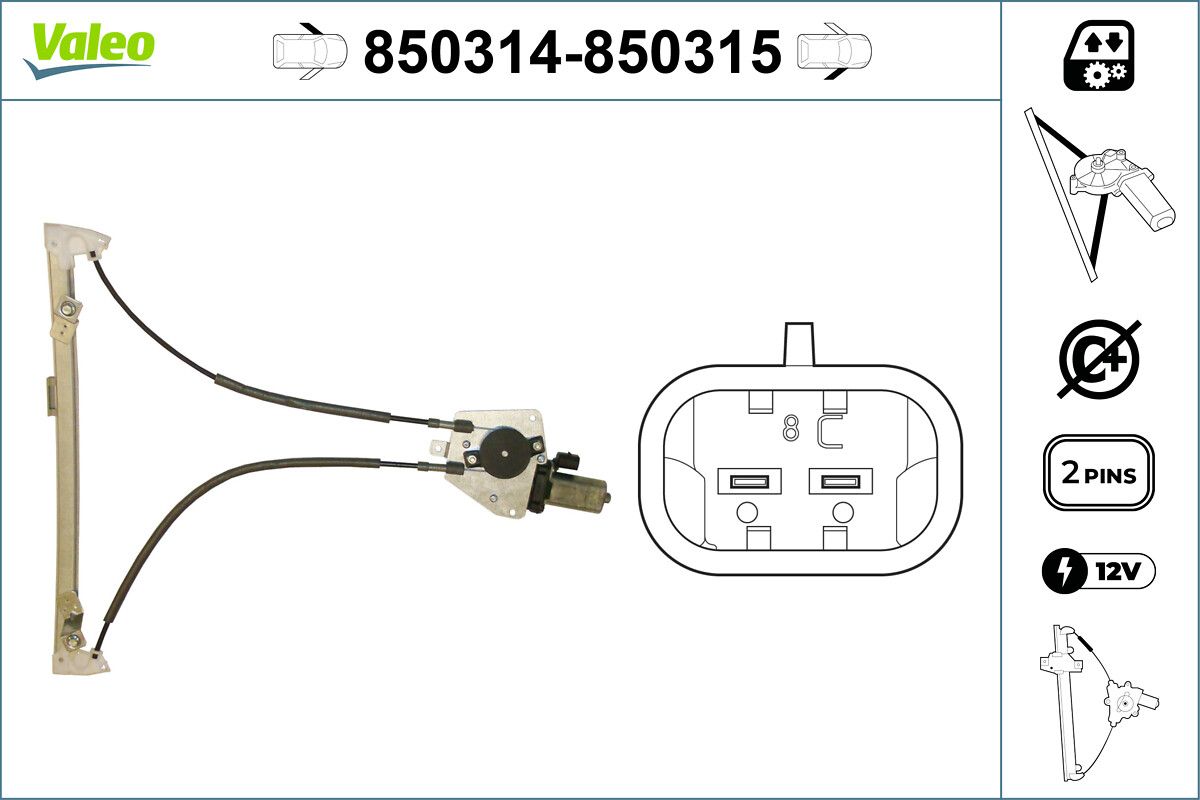 Cam Mekanizmasi Elektrikli On Sol Saxo P106 96> | VALEO 850314 | OEM 922177 922177 9221F4 922277 9221F4 922277