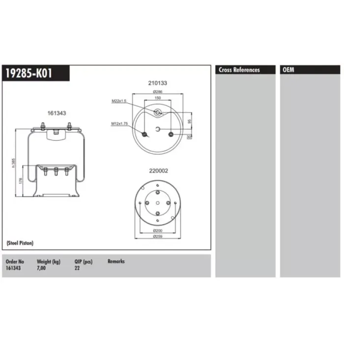 Komple Metal Pistonlu Pleytli | CONNECT MD 19285-K01