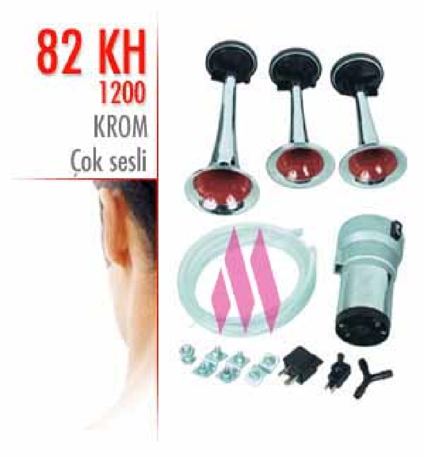 Korna 3LÜ Havalı Kompresörlü 12V Krom ( Motorlu ) | OEM 82KH12.000.03B