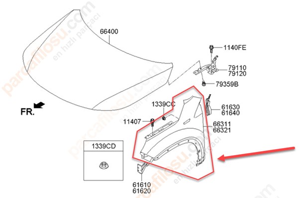On Camurluk Sag Deliksiz Sac Kia Sorento 09>12 | YRJ YRJ02-SRT09-101R | OEM 663112P020