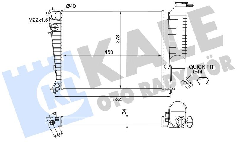 Motor Su Radyatoru P306 Xsara (Klimasiz) Segmanli 1,4I / 1,6I / 1,8I 97> TU3JP Olcu: (377,5*460*23) (1351Z4 Alt Hortumda Aliniz) | KALE 364435 | OEM 133051