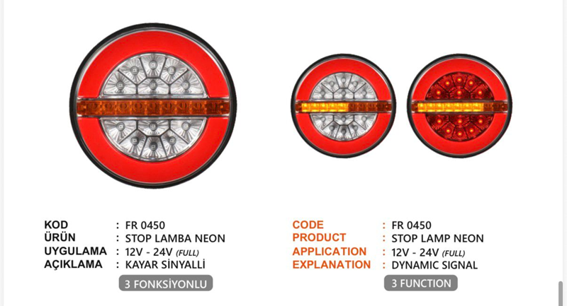 Fr Stop Lamba Neon 3 Fonksiyonlu Kayar Sinyalli