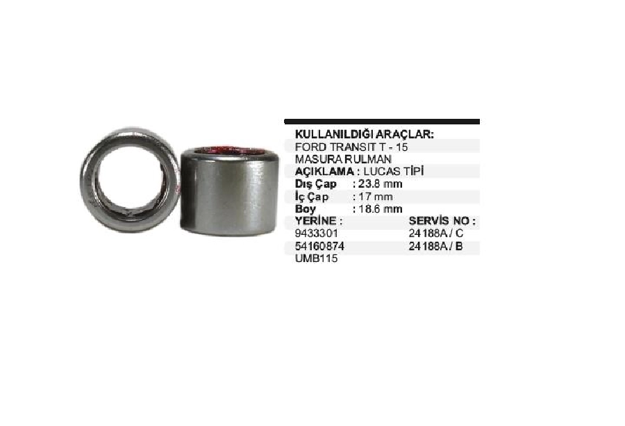 Lucas Tip T-15 Alt Masura Rulm. İki Tarafı Açık | OEM AR010