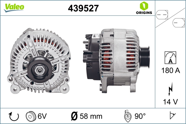 Alternator 12V 180A Audi A6 A8 Q7 Touareg 2,7TDI / 3,0TDI 04> | VALEO 439527 | OEM 059903015R