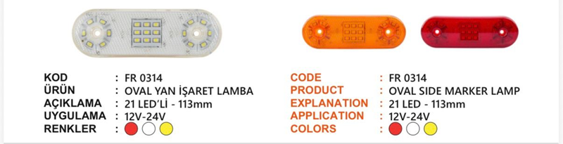 Fr 17 Ledli Oval Lamba Sarı