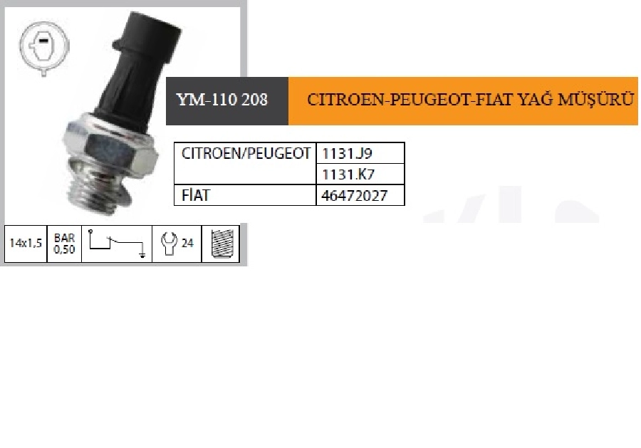Fiat Siena, Brava, Siena, Palio Yeni Model Yağ Müşürü 46472027 1131J9 1131K7 1616996480 | OEM YM-110208