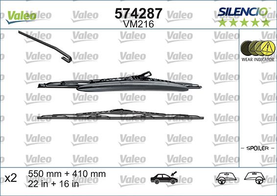 Valeo Silencio VM216 (X2) / (550+400 MM) Alfa 147 | VALEO 574287 | OEM BTM-550-400-M3
