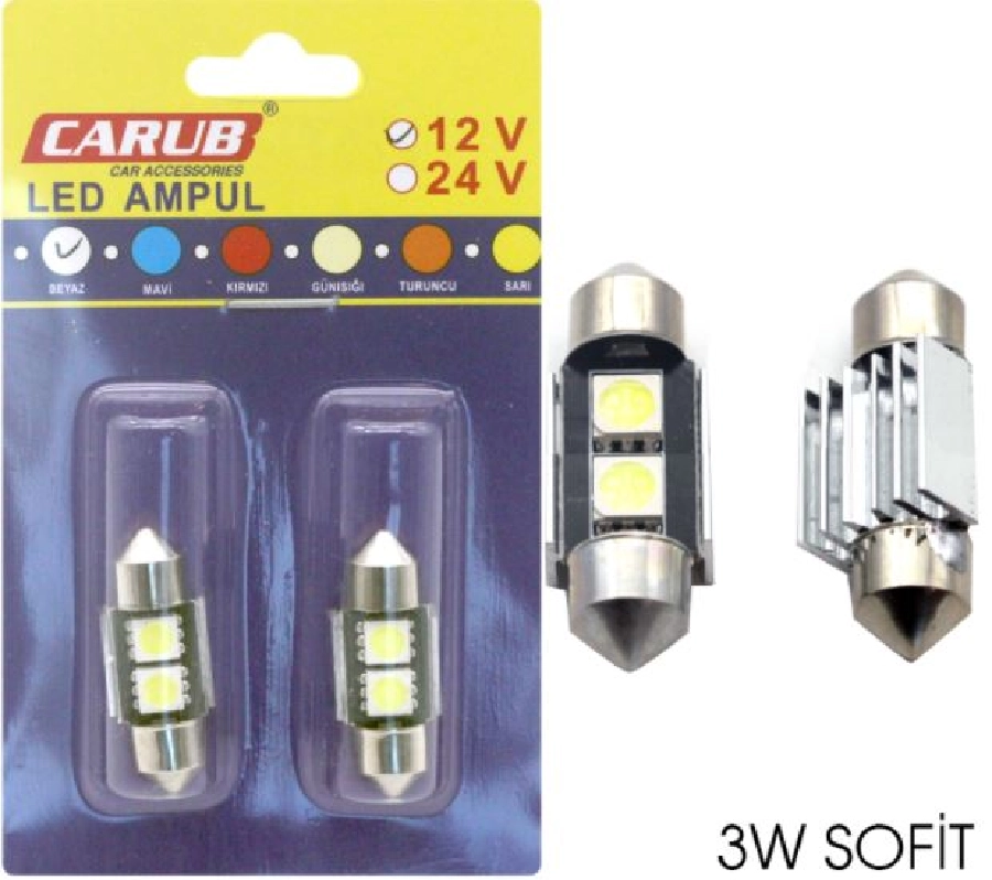 Ampul 12VSOFİT 3W- 2 Smd Metal 31MM Beyaz | OEM BR0402211
