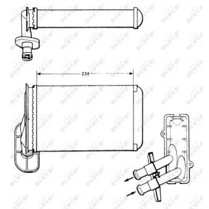 Kalorifer Radyatoru Caddy Polo A3 Arosa Beetle Cordoba Golf Ibiza Jetta Aee 95>02 A3 97>00 | NRF 58622 | OEM 191819031B 191819031B 191819031C 191819031D 191819031C 191819031D