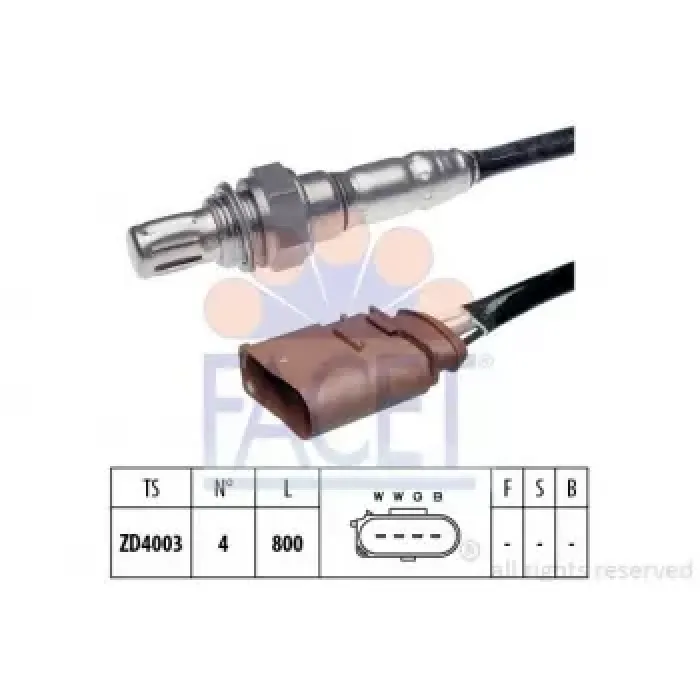 Oksijen Sensor (OZA334 EAU2A) VW A4 1.6 00>08 Seat Exeo 1.6 09> (780MM) | FACET 10.8055 | OEM 06B906265E