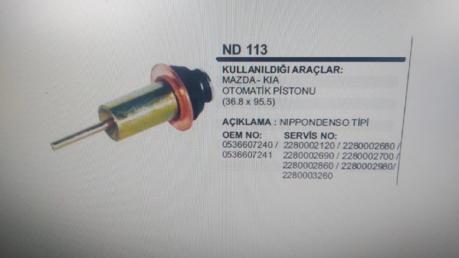 Mars Otomatık Pıstonu 36.80×95.5 2000 Nippon Denso Tipi Mazda Kia | OEM PRS-ND113