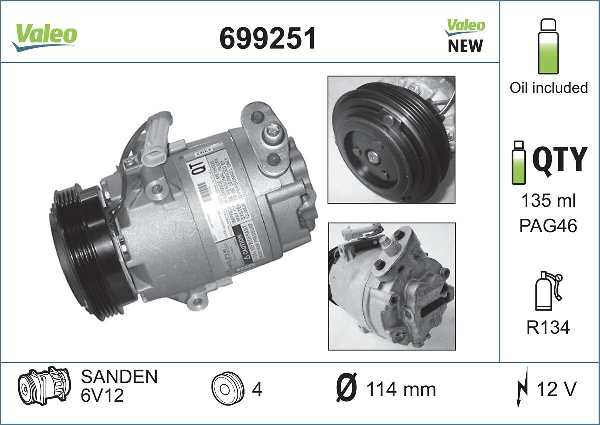Klima Kompresoru Astra G | VALEO 699251 | OEM 1854103 6854026 9174397