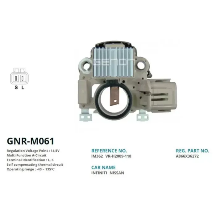 Alternator Konjektor 12V Nissan Skystar Pick-Up/Nissan Infiniti (S-L) | GENON GNR-M061 | OEM 231000M810