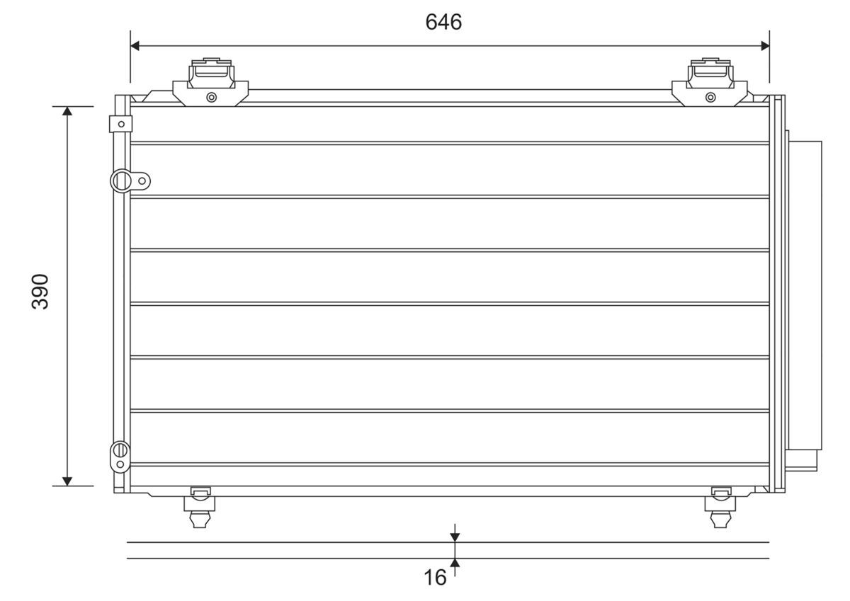 Klima Radyatoru Toyota Corolla Verso 1,6 1,8 2,0 2,2 D4D 2004 2009 (646X391X16) | VALEO 814211 | OEM 884500F110